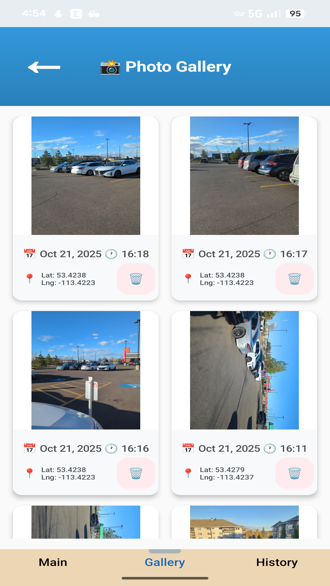 Photo gallery with saved car photos