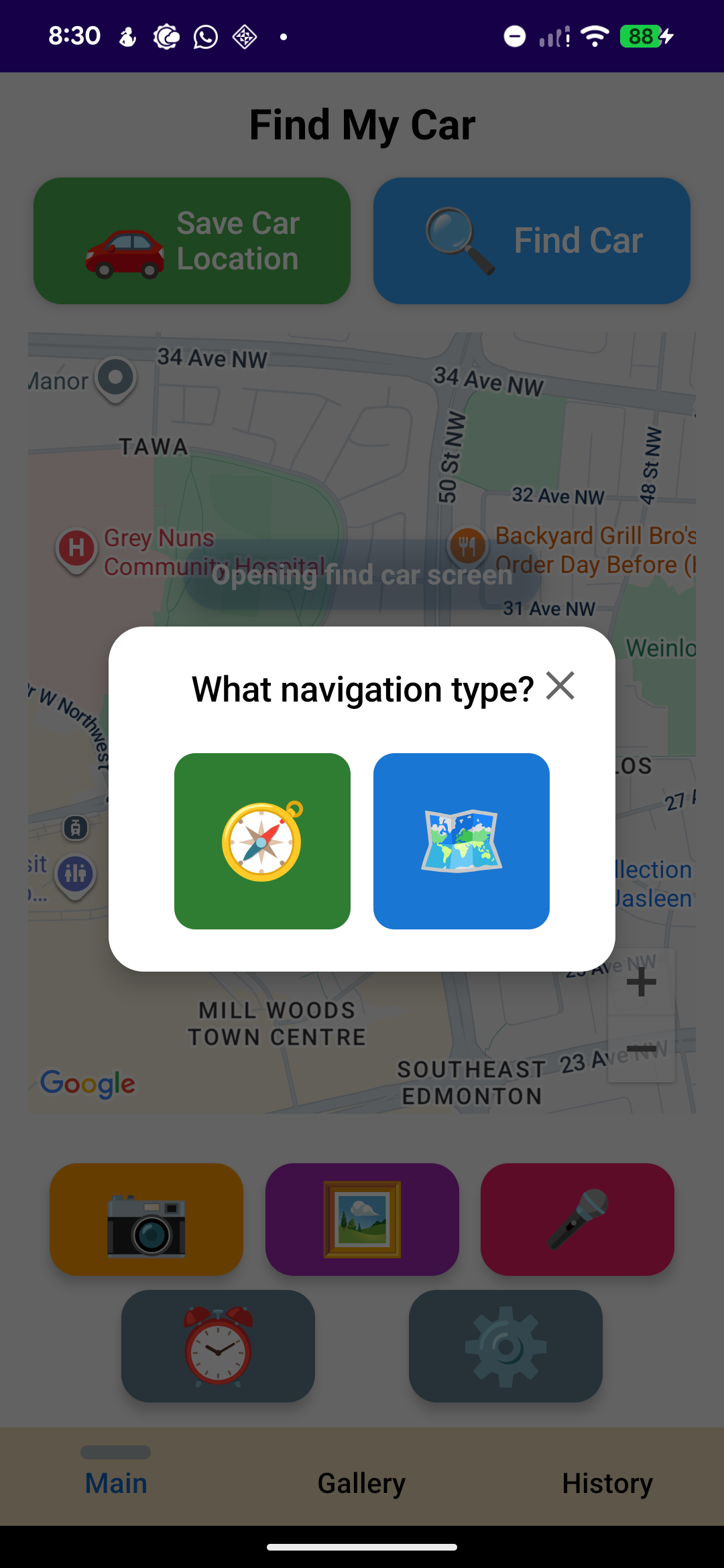 Find car with compass navigation