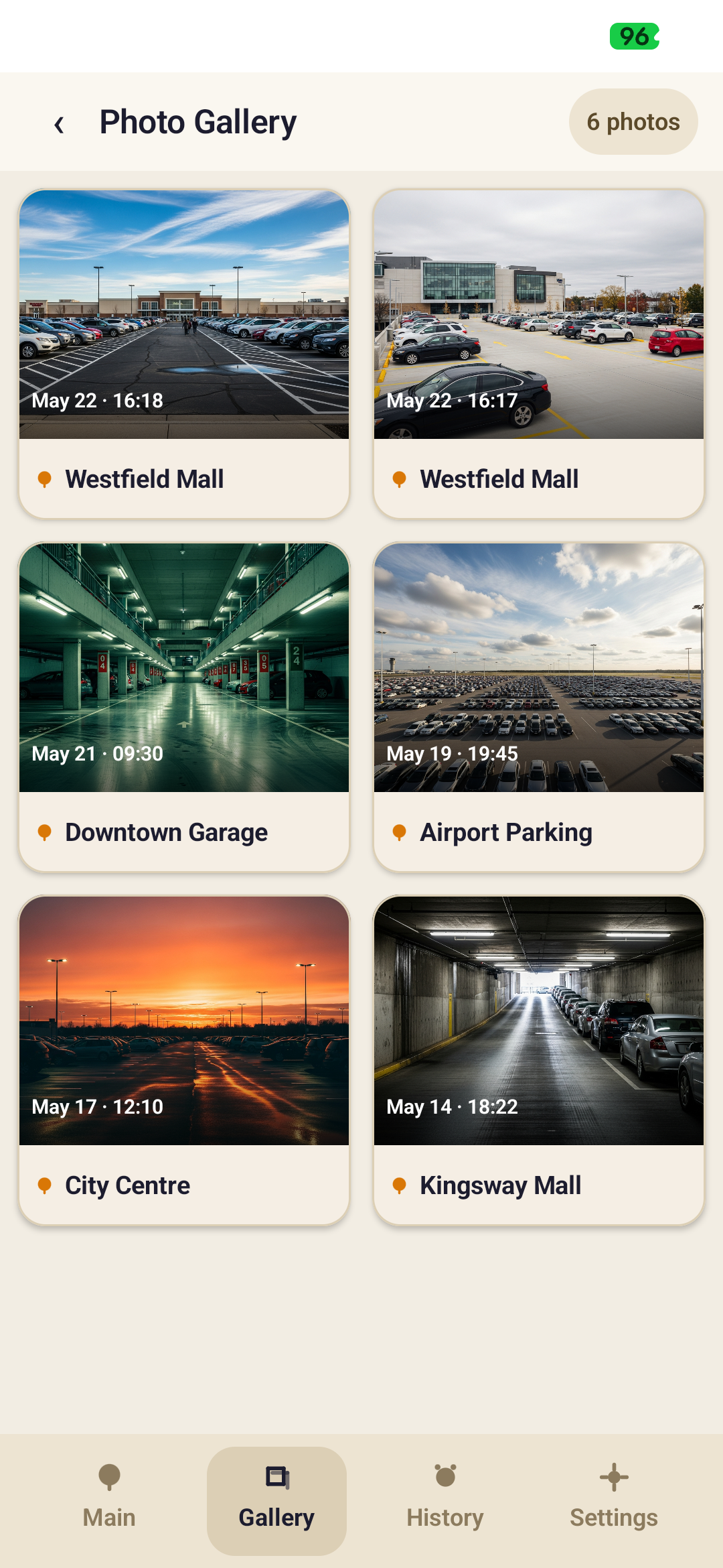 Photo gallery with saved car photos